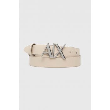 Armani Exchange curea de piele femei, culoarea bej