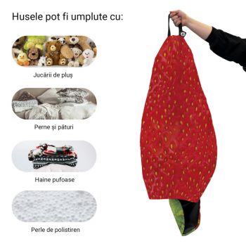 Husa fotoliu Puf Bean Bag tip Para L fara umplutura capsuna