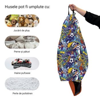 Husa fotoliu Puf Bean Bag tip Para L fara umplutura graffiti sport