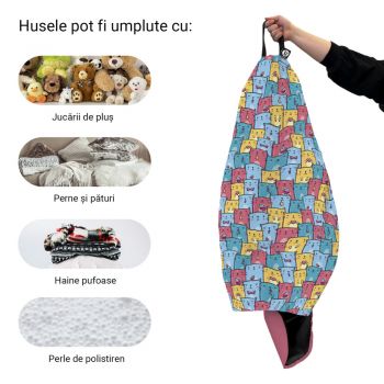 Husa fotoliu Puf Bean Bag tip Para L fara umplutura invazia pisicilor albastru