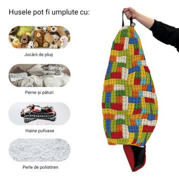 Husa fotoliu Puf Bean Bag tip Para L fara umplutura lego tetris verde