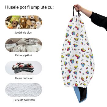 Husa fotoliu Puf Bean Bag tip Para L fara umplutura memphis tetris