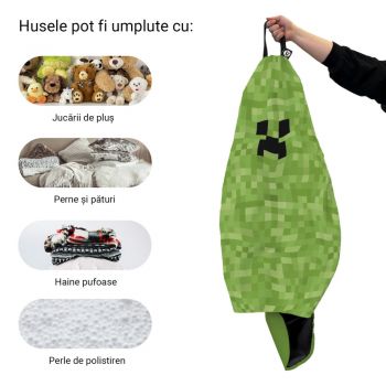 Husa fotoliu Puf Bean Bag tip Para L fara umplutura minecraft creeper