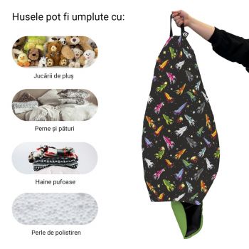 Husa fotoliu Puf Bean Bag tip Para L fara umplutura retro space ships