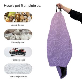 Husa fotoliu Puf Bean Bag tip Para L fara umplutura topografic mov