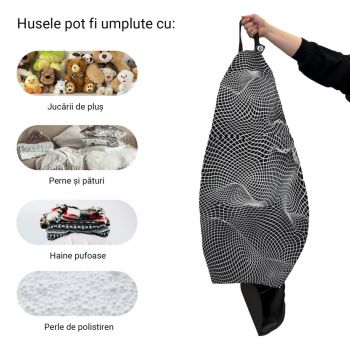 Husa fotoliu Puf Bean Bag tip Para L fara umplutura topografic negru