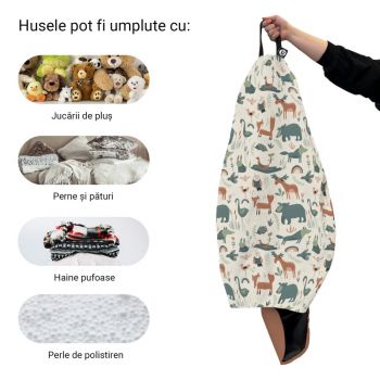 Husa fotoliu Puf Bean Bag tip Para L fara umplutura ursi cerbi si alti prieteni