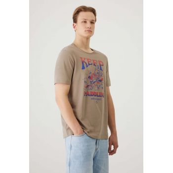 Medicine tricou din bumbac barbati, culoarea bej, cu imprimeu