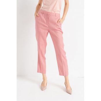 Pantaloni crop din amestec de in