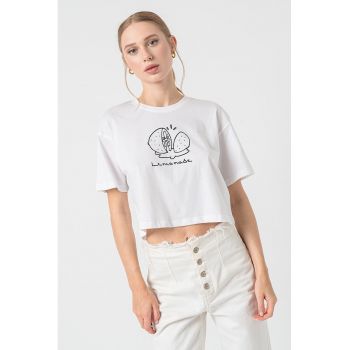 Tricou crop cu imprimeu grafic Henny