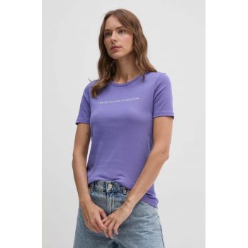 United Colors of Benetton tricou din bumbac femei, culoarea violet