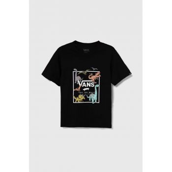 Vans tricou de bumbac pentru copii Glow Dino culoarea negru, cu imprimeu, VN000JNYBLK1