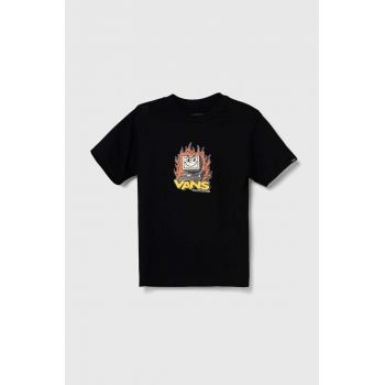 Vans tricou de bumbac pentru copii KD Computer Service culoarea negru, cu imprimeu, VN000JNVBLK1