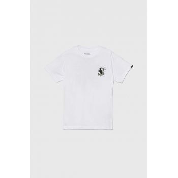 Vans tricou de bumbac pentru copii SK8 HI BALL culoarea alb, cu imprimeu, VN000JNXWHT1