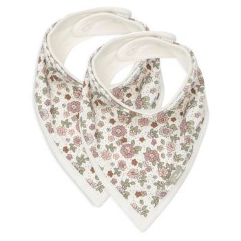 Baveta Bandana din Bumbac Retro Flowers Set de 2 Bucati - Jollein