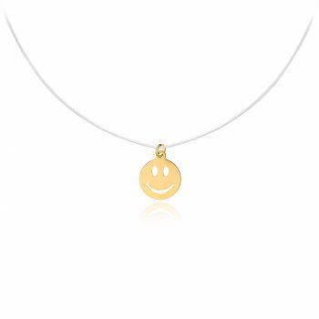 Colier cu fir transparent si Smiley din AUR 14K