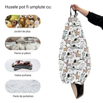 Husa fotoliu Puf Bean Bag tip Para L fara umplutura caini cuminti