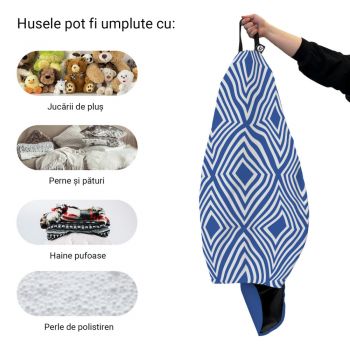 Husa fotoliu Puf Bean Bag tip Para L fara umplutura diamond blue