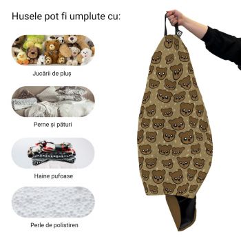 Husa fotoliu Puf Bean Bag tip Para L fara umplutura impermeabil cute brown bear