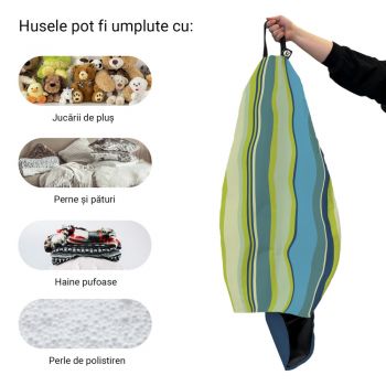 Husa fotoliu Puf Bean Bag tip Para L fara umplutura marinha mint