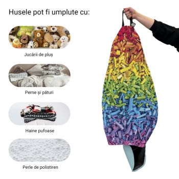 Husa fotoliu Puf Bean Bag tip Para XL fara umplutura Lego Curcubeu