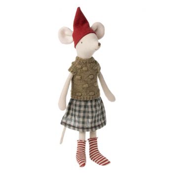 Jucarie Maileg, Christmas Mouse Medium, Girl