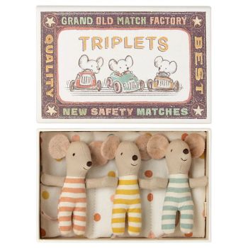 Soricei Maileg Triplets Baby mice in matchbox