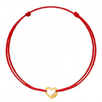 Bratara Heart Collection cu snur si inimioara cu bebelus din aur 14k