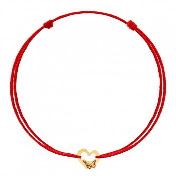 Bratara Heart Collection cu snur si inimioara cu fluturas din Aur 14k ieftina