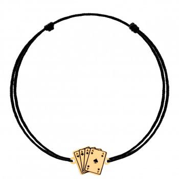 Bratara Poker cu snur si carti de joc din aur 14k