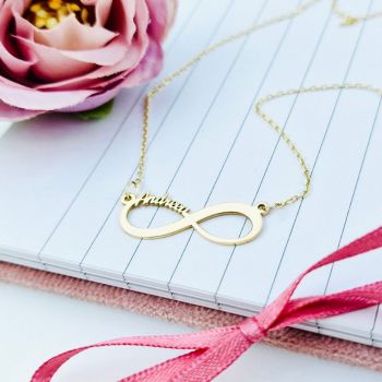 Colier din aur 14k cu infinit personalizat cu orice nume la comanda