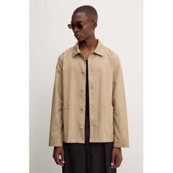 A.P.C. geaca veste kerlouan logo barbati, culoarea bej, de tranzitie, COGEW.H03205