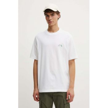 Abercrombie & Fitch tricou din bumbac barbati, culoarea alb, neted