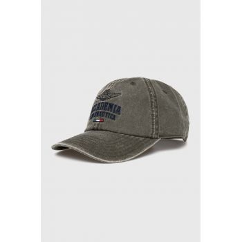 Aeronautica Militare șapcă de baseball din denim culoarea verde, cu imprimeu, HA1180CT3249