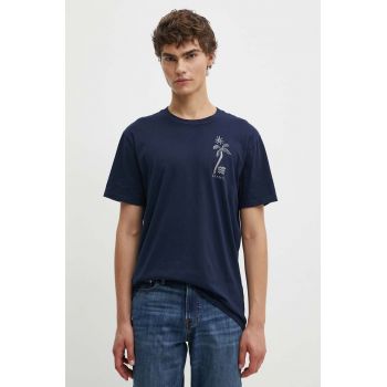 Hollister Co. tricou din bumbac barbati, culoarea albastru marin, cu imprimeu, KI323-4159