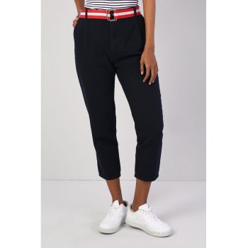 Pantaloni crop cu talie inalta