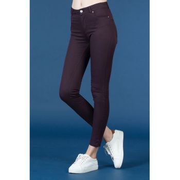 Pantaloni crop cu talie medie