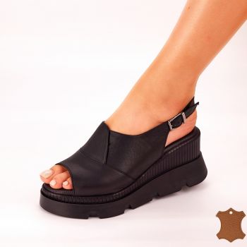 Sandale Dama Negre Piele Naturala Louie