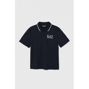 EA7 Emporio Armani tricouri polo din bumbac pentru copii neted