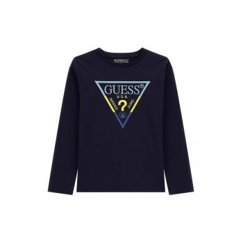 GUESS - Bluza cu logo brodat si decolteu la baza gatului