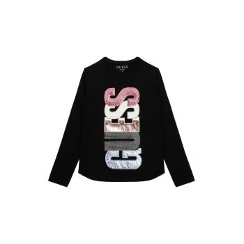 GUESS - Bluza cu logo si decolteu la baza gatului