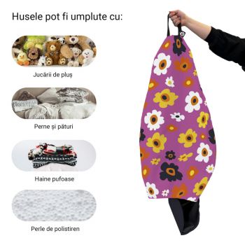 Husa fotoliu Puf Bean Bag tip Para L fara umplutura daisy fundal mov