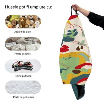 Husa fotoliu Puf Bean Bag tip Para XL fara umplutura Abstract Jungle verde