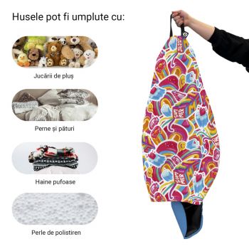 Husa fotoliu Puf Bean Bag tip Para XL fara umplutura Candy Rainbows