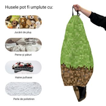 Husa fotoliu Puf Bean Bag tip Para XL fara umplutura minecraft iarba pamant