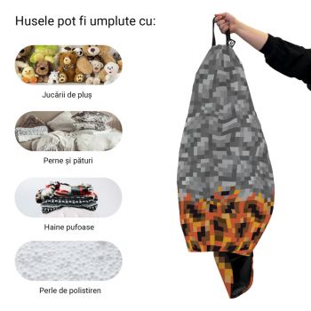 Husa fotoliu Puf Bean Bag tip Para XL fara umplutura minecraft piatra magma