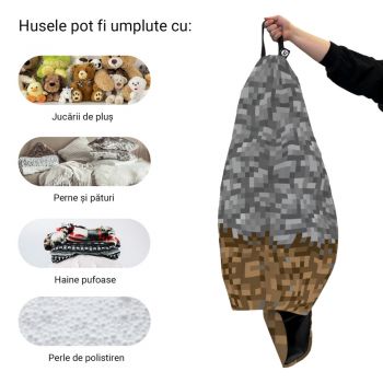 Husa fotoliu Puf Bean Bag tip Para XL fara umplutura minecraft piatra pamant