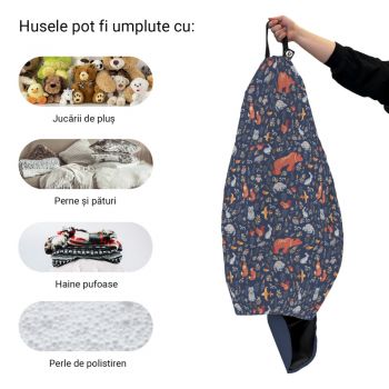 Husa fotoliu Puf Bean Bag tip Para XL fara umplutura prietenii padurii