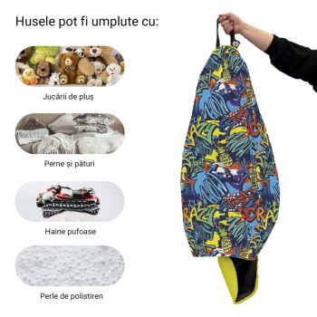 Husa fotoliu Puf Bean Bag tip Para XL fara umplutura Street Graffiti