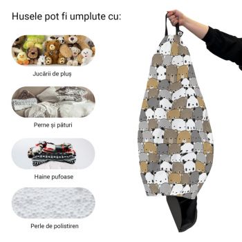 Husa fotoliu Puf Bean Bag tip Para XL fara umplutura ursuleti maro